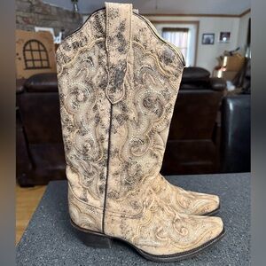 Corral Distressed Fancy Chocolate stitch western Cowboy boots size 6M Women's